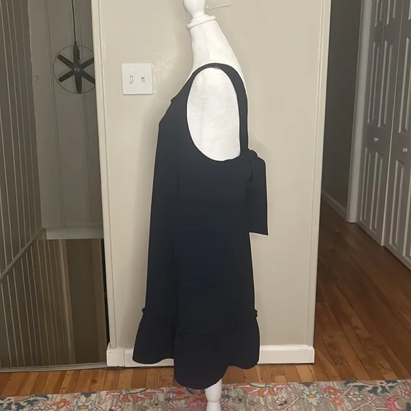 Sézane Mathilde Tie Bow Back Dress in Marine Blue Size FR 38, US 6 - Picture 6 of 11